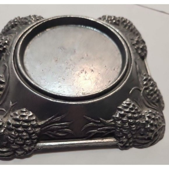 Vtg Carson Statesmetal Pewter Pine RIdge Med Piller Candle Holder 5.5" by 5.5" - Picture 9 of 13